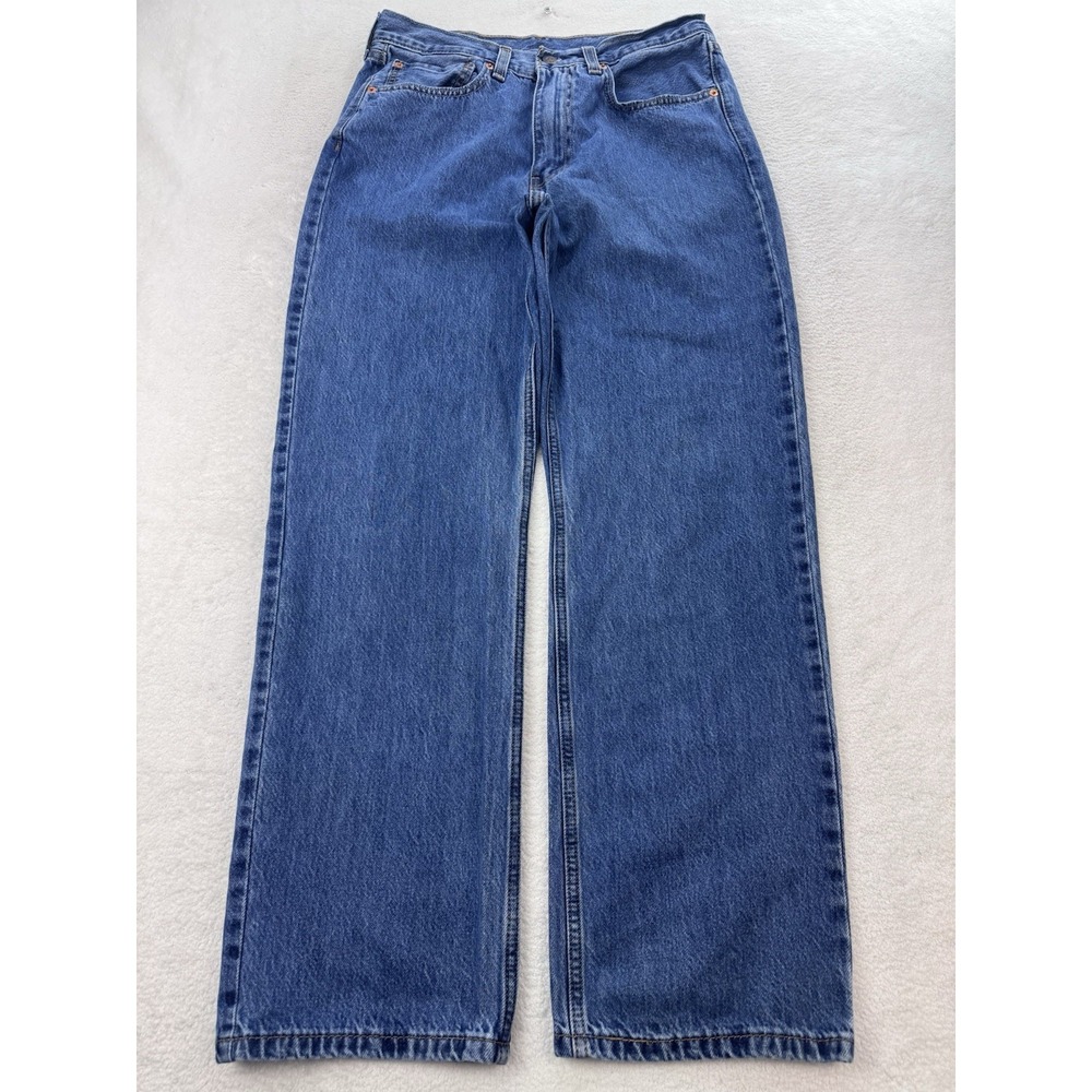 Levis 565 97' Jeans Mens 31x32 Blue Loose Straight Whisker Distress Fade Denim